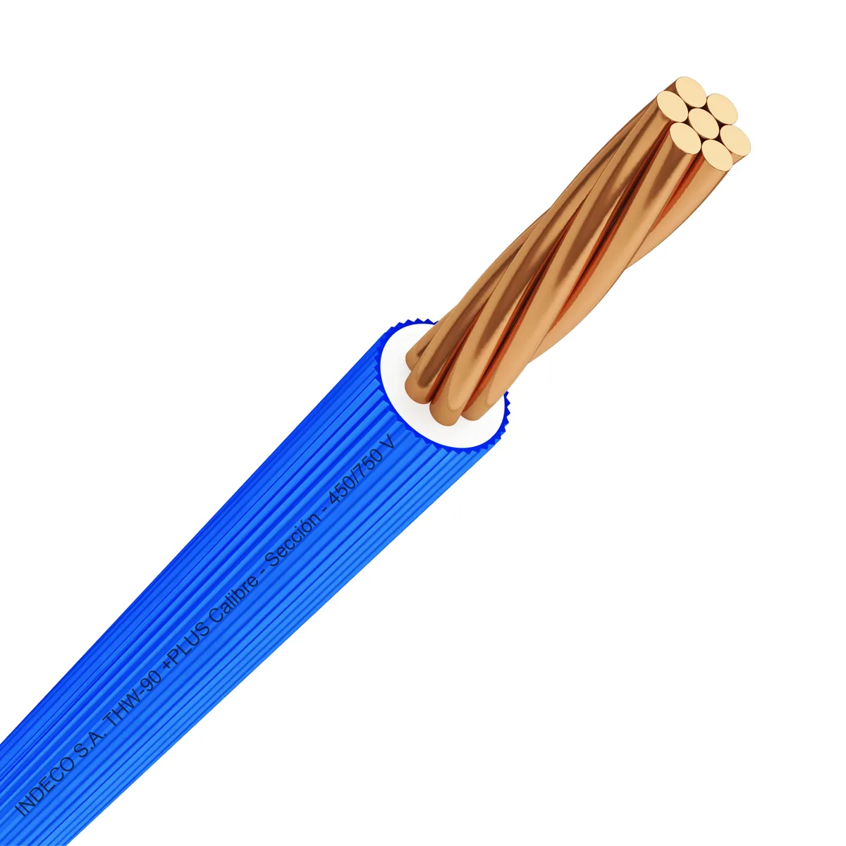 Cable THW-90 PLUS 450/750V 12 AWG Indeco - Azul- 100 Metros - Imagen 2