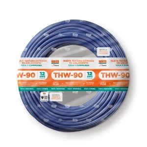 Cable THW-90 +plus 450/750 V 12 AWG Azul 100m Indeco.