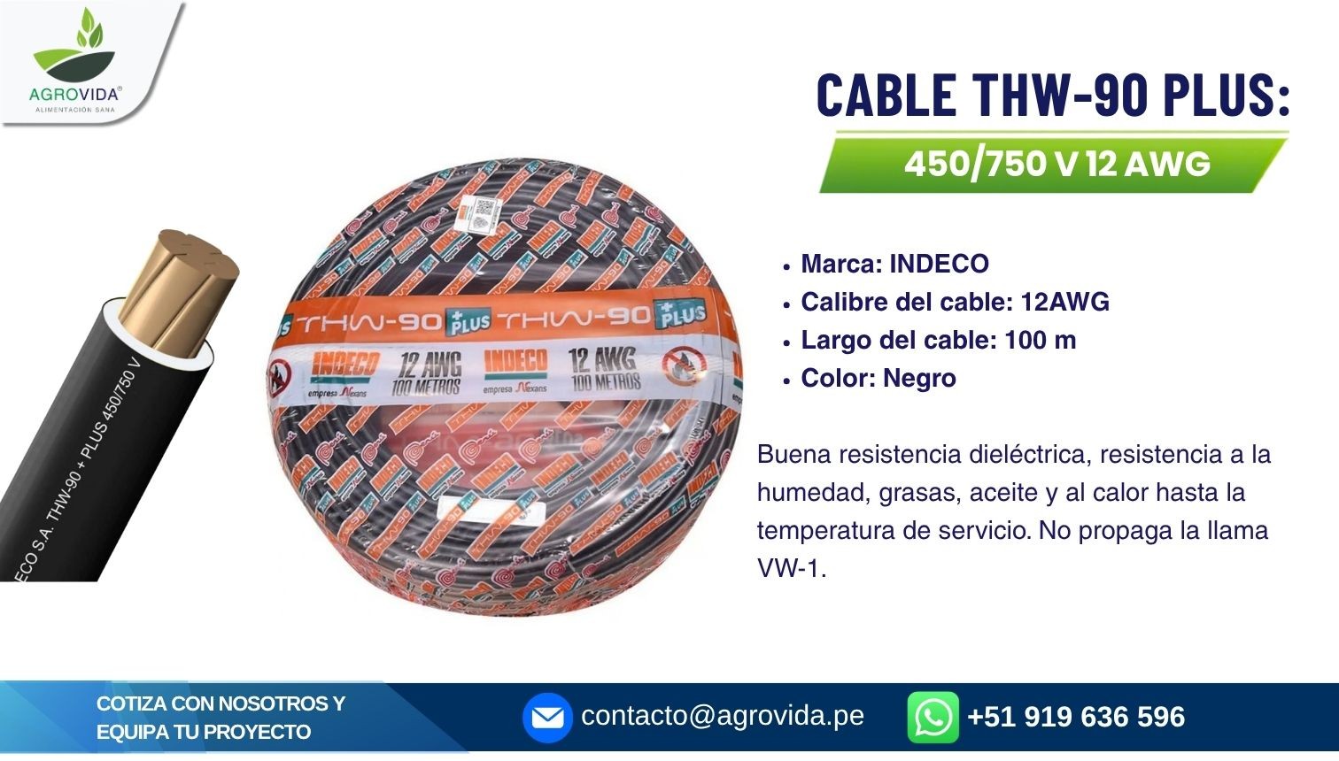 Cable THW-90 Plus 12 AWG