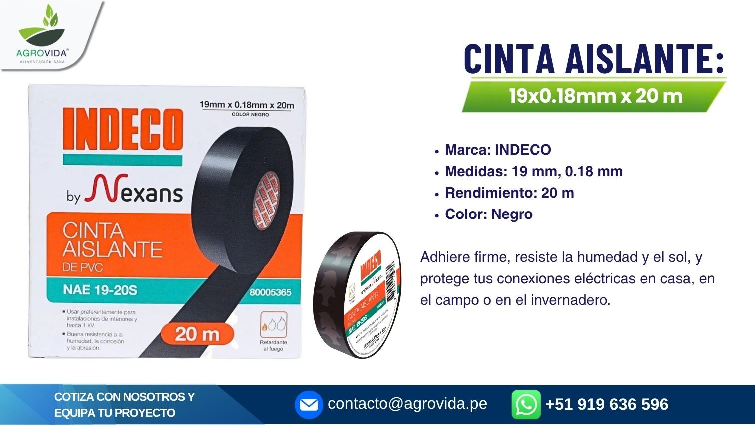 Cinta aislante Indeco 20 m