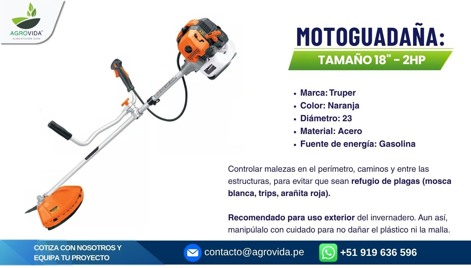 Motoguadaña Truper 18" 2HP foto 1